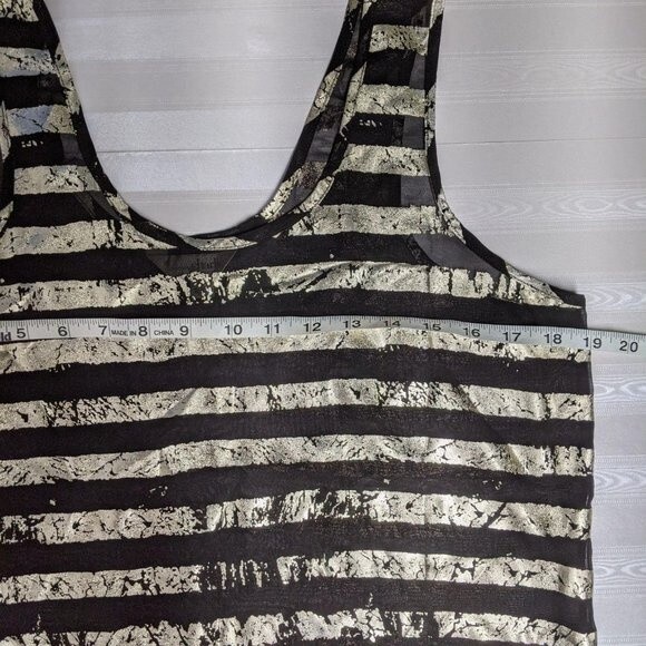 Charming Charlie Top Women Medium Striped Metallic Black Sleeveless Silver M - Picture 4 of 7